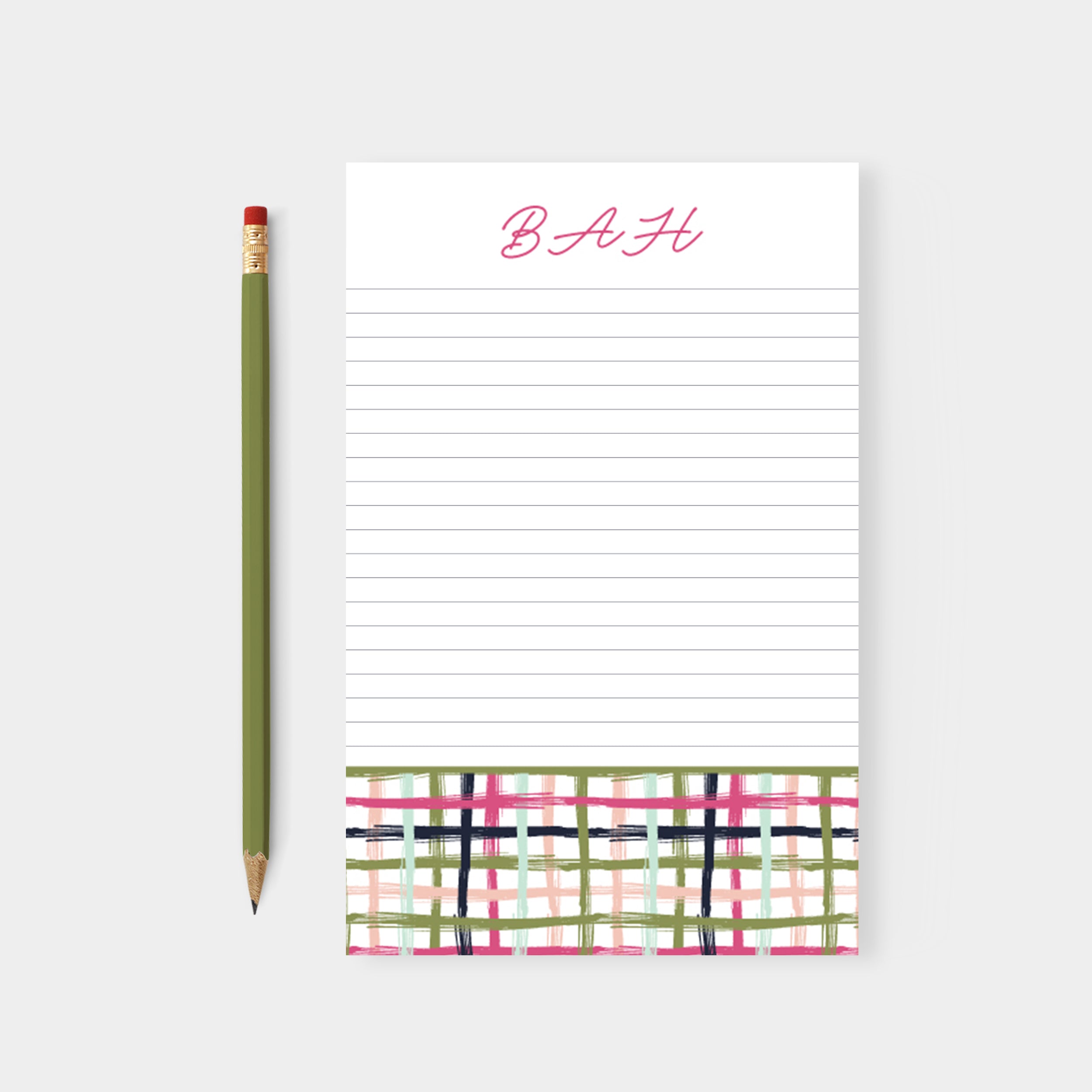 Multi Color Brushstroke Plaid Personalized Notepad – Patterned Goods